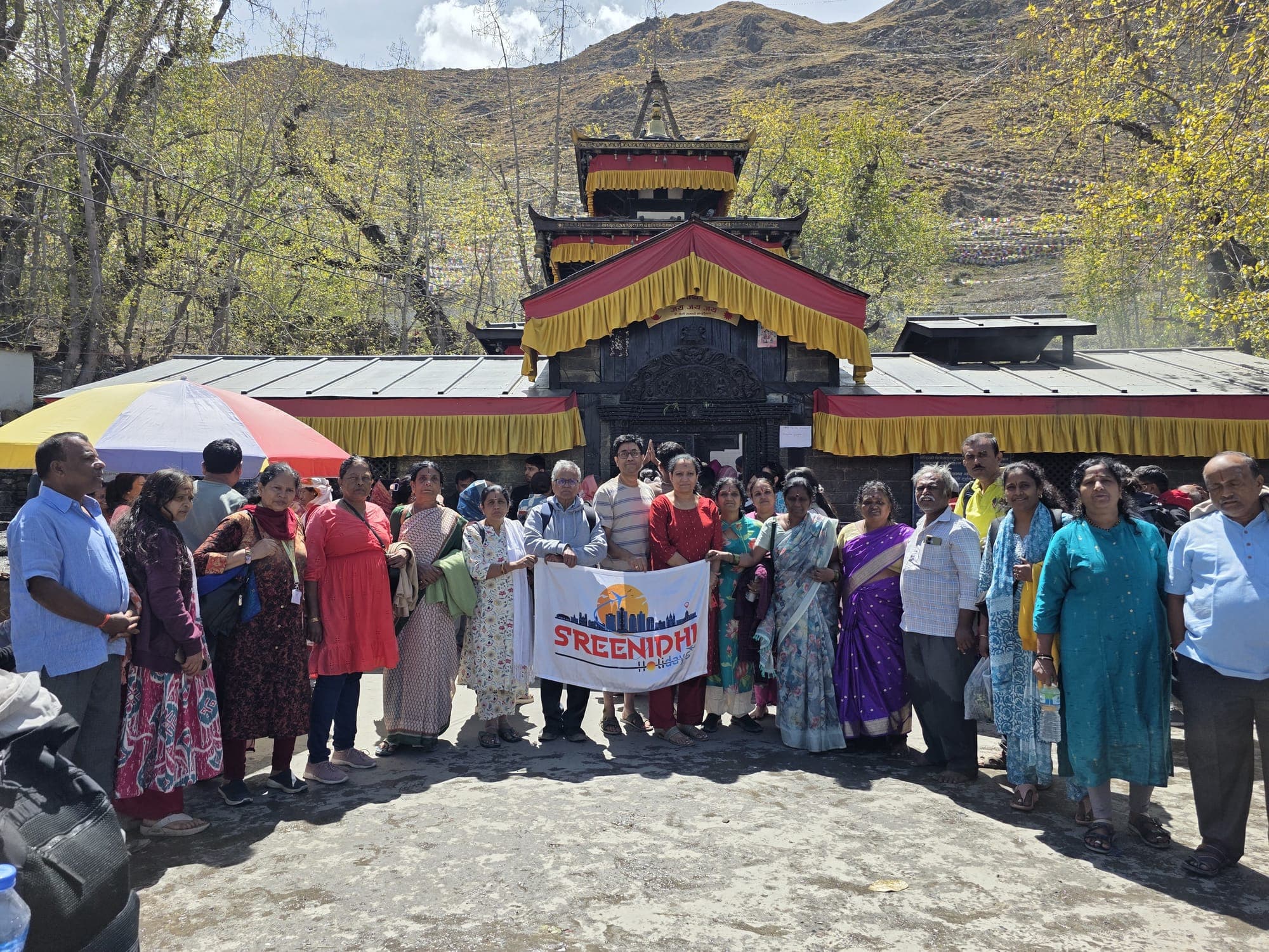 Sreenidhi Holidays group outside a Himalayan temple