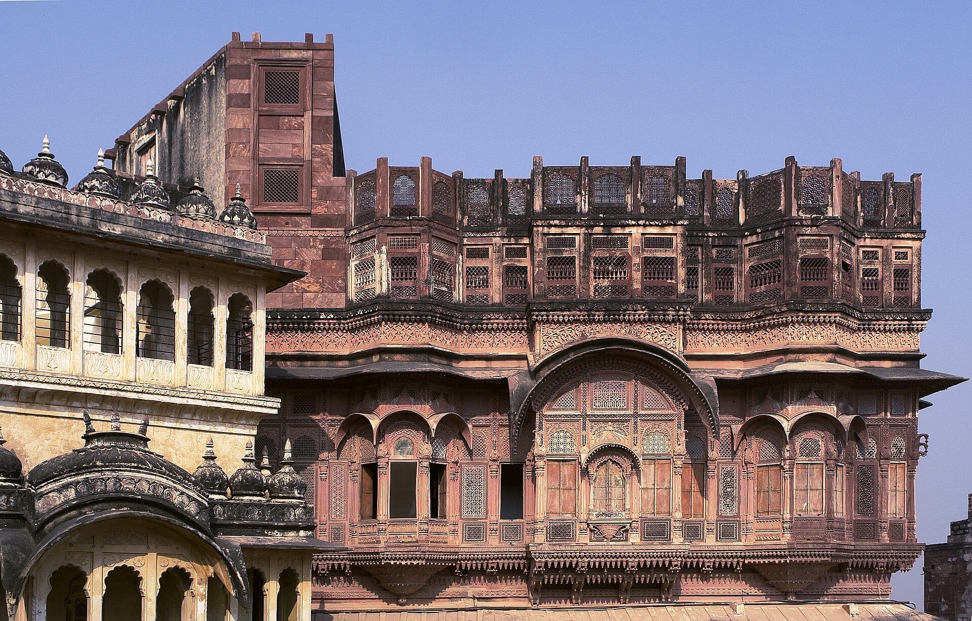 Carved palace facades of Mehrangarh Fort, Jodhpur